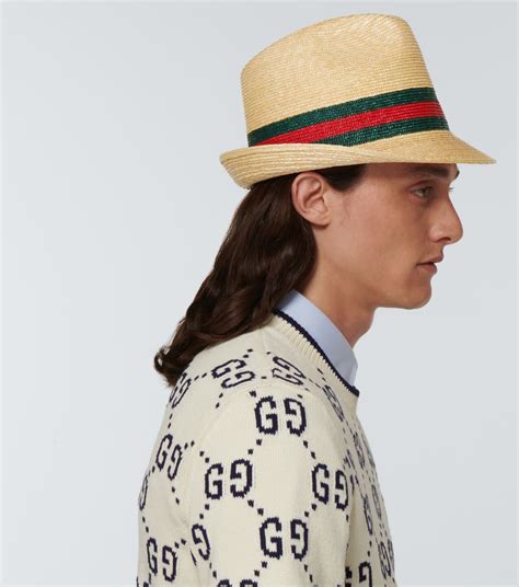 gucci fedora straw hat|Gucci straw bucket hat.